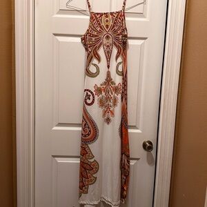 New never worn Multi Color Orange and Green Summer Dress. Size medium.